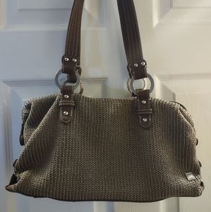The Sak crocheted bag with leather trim